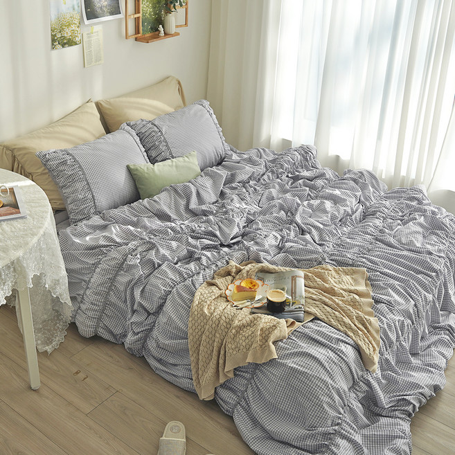 에어룸 코튼100 오가닉 드레스 셔링 차렵이불 패드세트