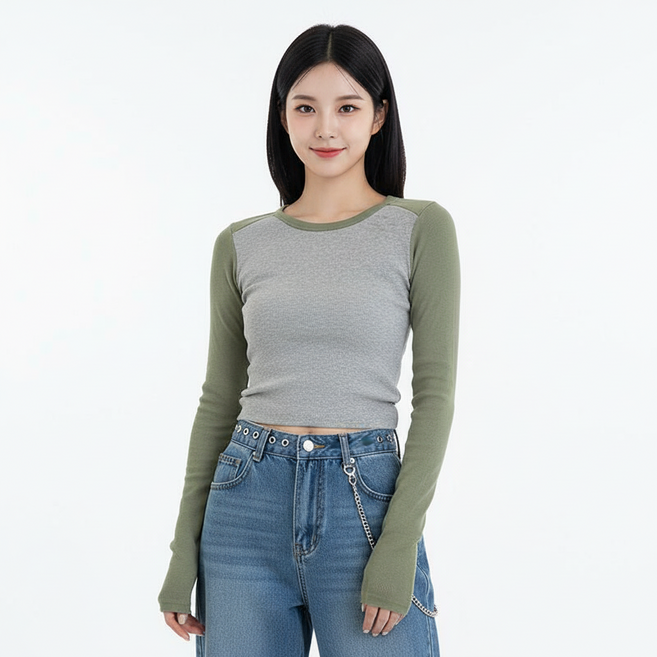 marketpia 女款簡約拉克蘭修身長袖T恤