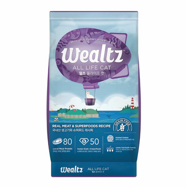 Wealtz 維爾滋 全齡貓 天然無穀寵物乾糧, 6kg, 1袋, 新鮮雞肉 + 脫水雞肉