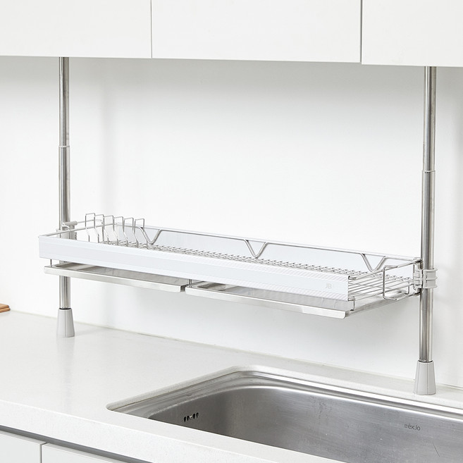 제이비제이 기둥식 스타일 컬러 그릇 식기 건조대 기본형, 화이트실버