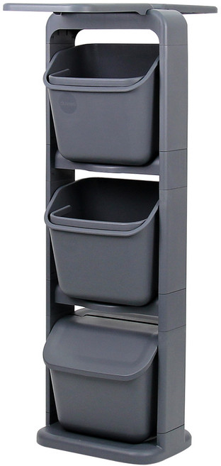 올리빙 도트 빨래바구니 건조대 3단, 그레이