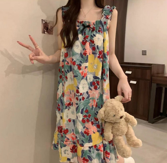 씨오브비 여성용 스위트 슬링 원피스형 빅사이즈 홈웨어 파자마