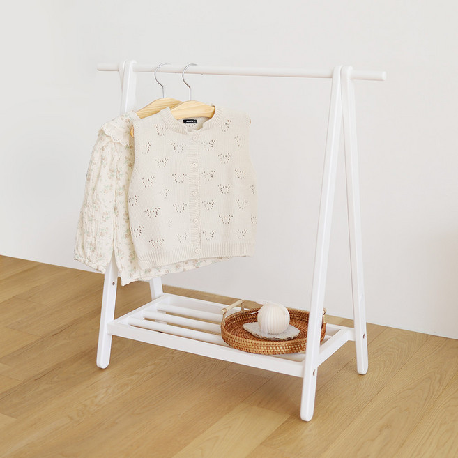 트리스토어 컴팩트 유아 원목 스탠드행거, 화이트