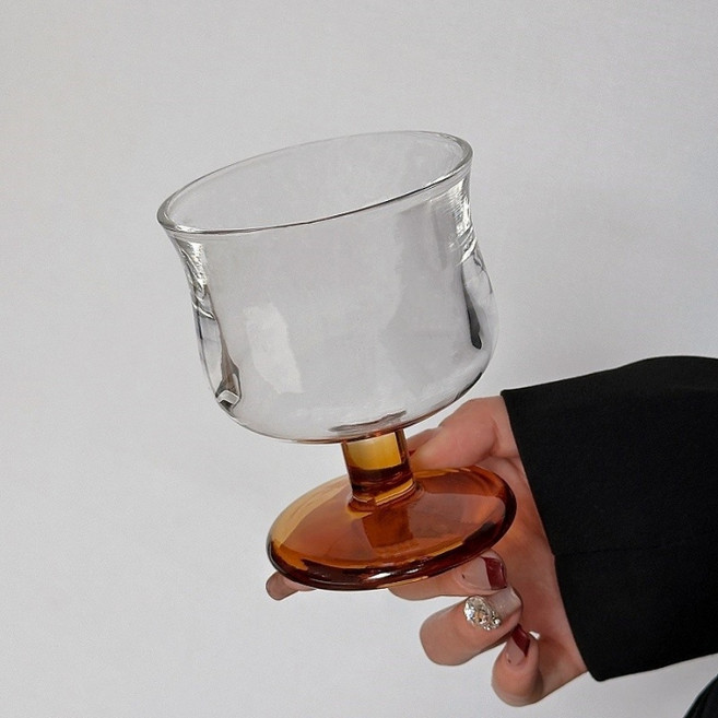 다파랑 유니크 배색 칵테일 위스키 고블렛 유리잔 웨이브 HJ1384, 2개