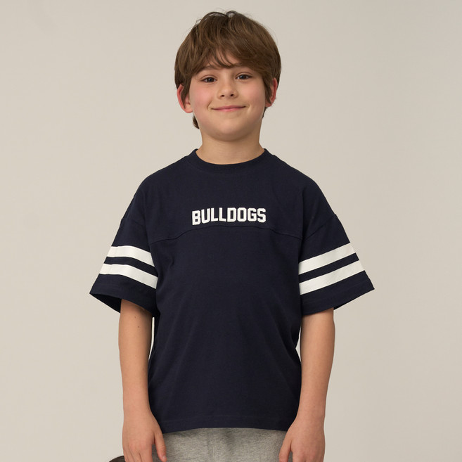 예일키즈 아동용 통기성 BULLDOGS 럭비 면 반팔 티셔츠 YJCCHSE23284