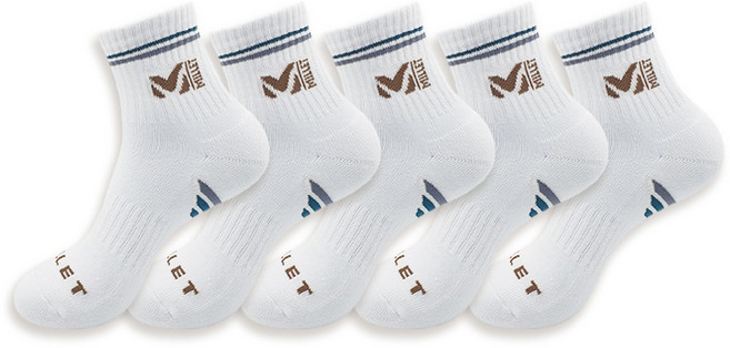 밀레 남성용 파일 쿠션 등산 양말 5족 세트 B, 화이트, 1세트
