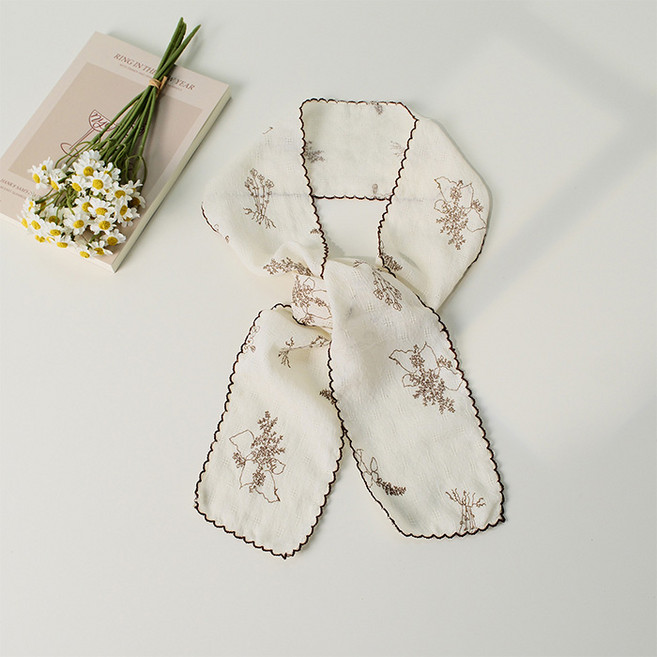 DBOPPA 復古感性刺繡棉麻圍巾 JNHA2414