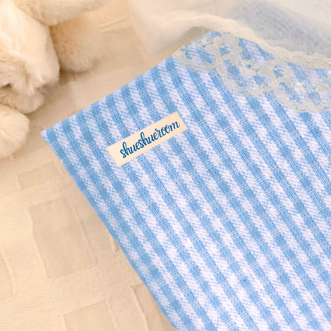 슈슈룸 쁘띠 체크 리플 지지미 시어서커 여름 원단 1.5mm, 리플체크 블루, 1개