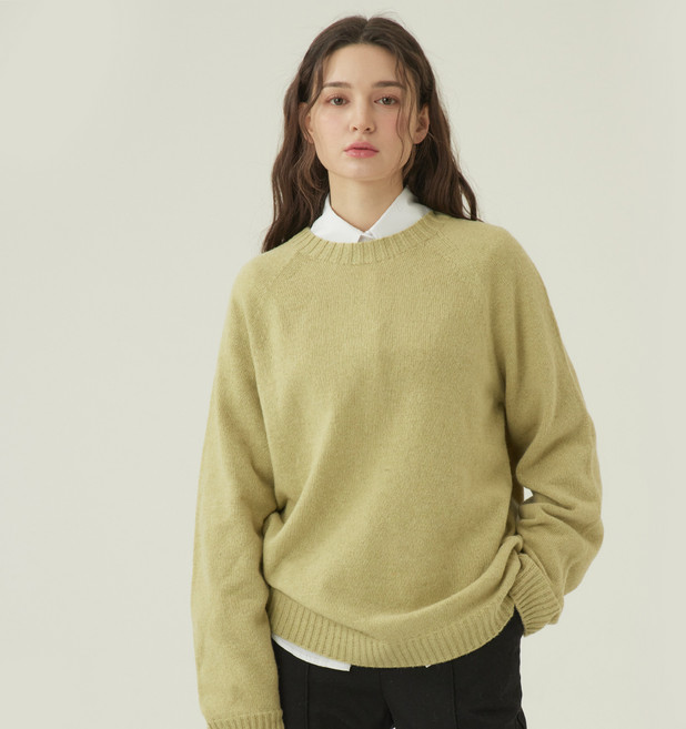 두낫플랜 여성용 홀가먼트 램스울 루즈핏 라운드 니트 JJKT230101