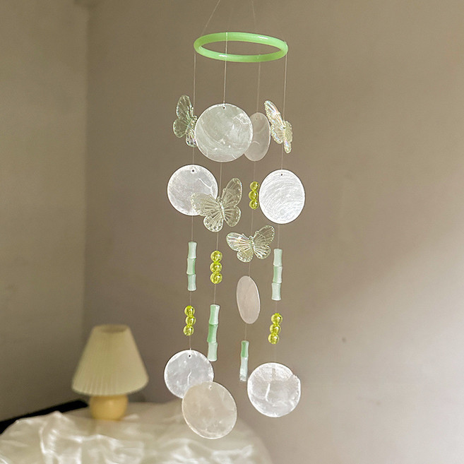 올하이 DIY 침실 장식품 모빌 조개 나비 풍경, 03 그린 팩