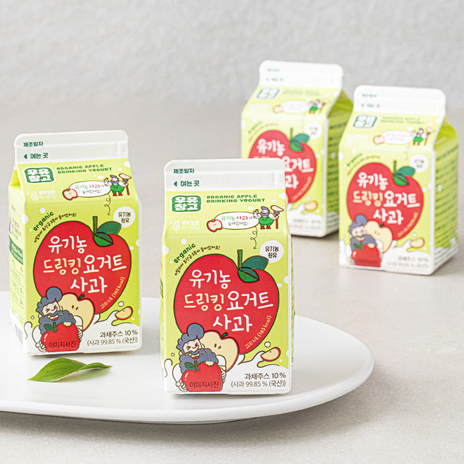 우유창고 유기가공식품 인증 사과 드링킹 요거트, 200ml, 4개입, 1개