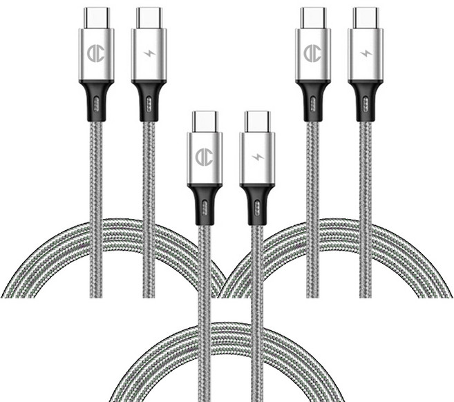 디씨네트워크 페브릭 C타입-C타입 PD 60W 고속충전케이블, 2m, GRAY, 3개