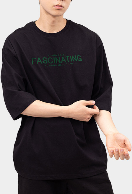 L.LAMO 魅力七分袖T恤, 黑色