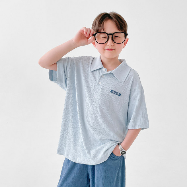 베리클로젯 형제룩 피오 카라 플리츠 반팔 티셔츠 + 조거 팬츠 세트