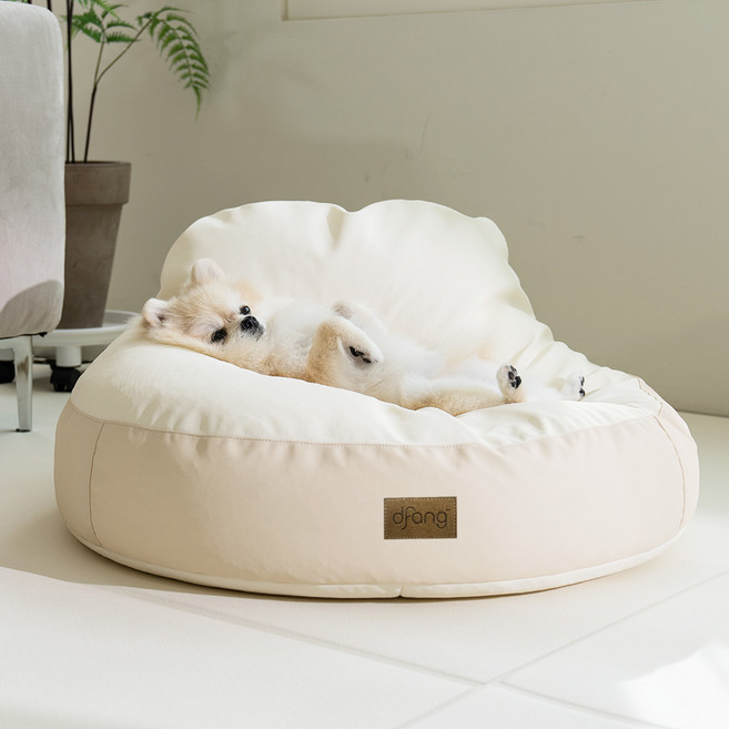 디팡 강아지 원형 빈백 방석, 카푸치노, 1개