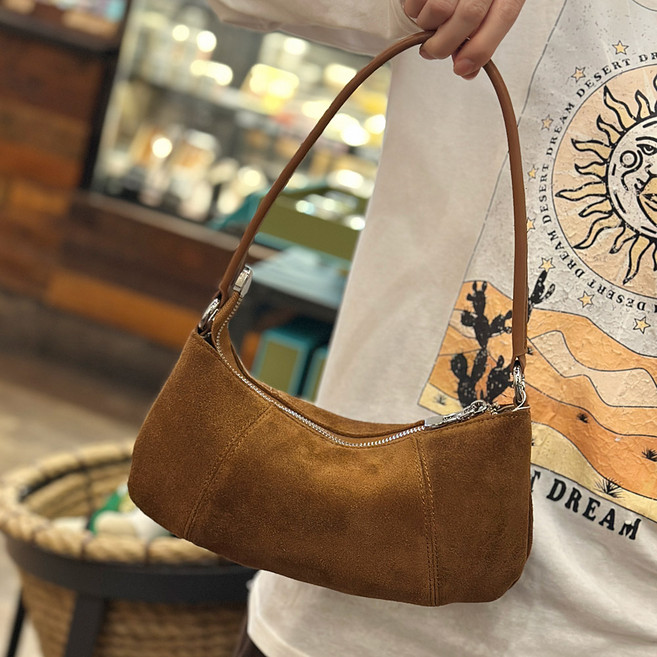 CCREANG 真牛皮麂皮迷你包 + 長背帶套組 L6861, L6861 棕色