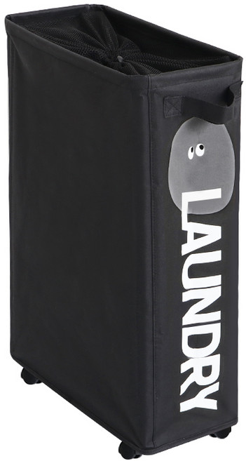 네이쳐리빙 이동식 슬림 틈새 빨래바구니, 블랙