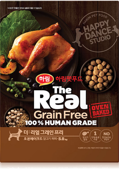 하림펫푸드 더리얼 그레인프리 오븐베이크드 퍼피 건식사료, 닭, 5.8kg, 1개