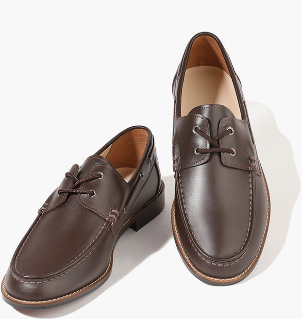 Firenze Atelier 男士皮革木質沿條船鞋 1190