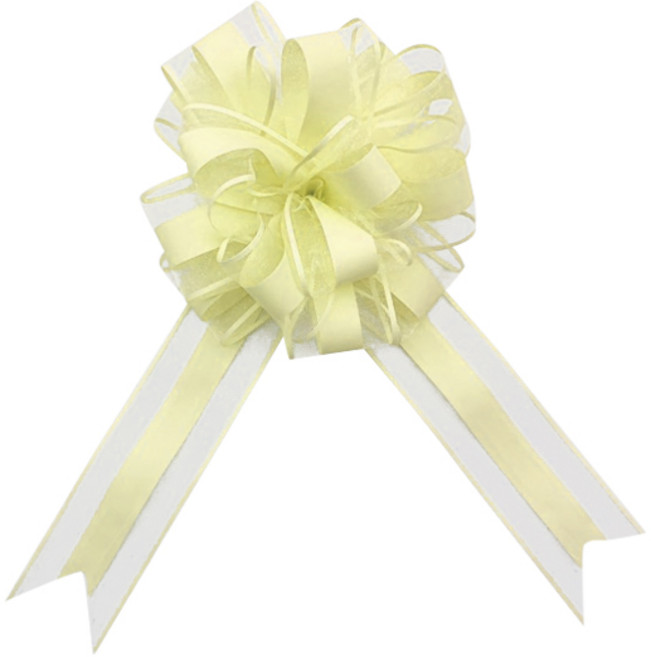 블럭마트 웨딩 자동차 핸들 장식 파티소품 수국 리본 매듭 10p, 옐로우, 1세트