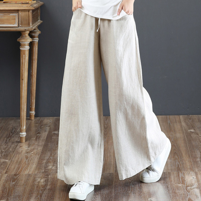 반야스토리 여성용 간절기 편한 밴딩 와이드 루즈핏 통바지 SS142