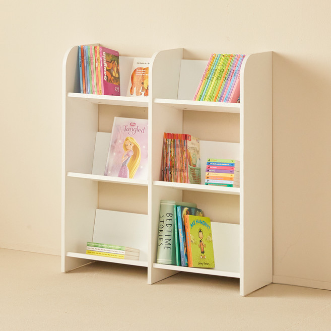 예다움 아기 전면 더블 6칸 책장, 화이트, 3단
