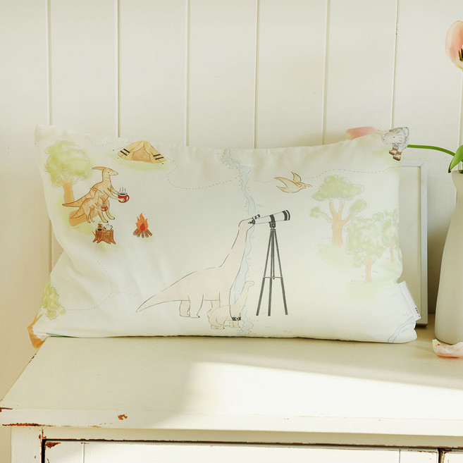 히요코베이비 모달 듀라론 양면 베개 솜포함 베개커버, 캠핑다이노