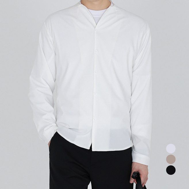 INFIOUS 男士休閒無領襯衫 I263-4