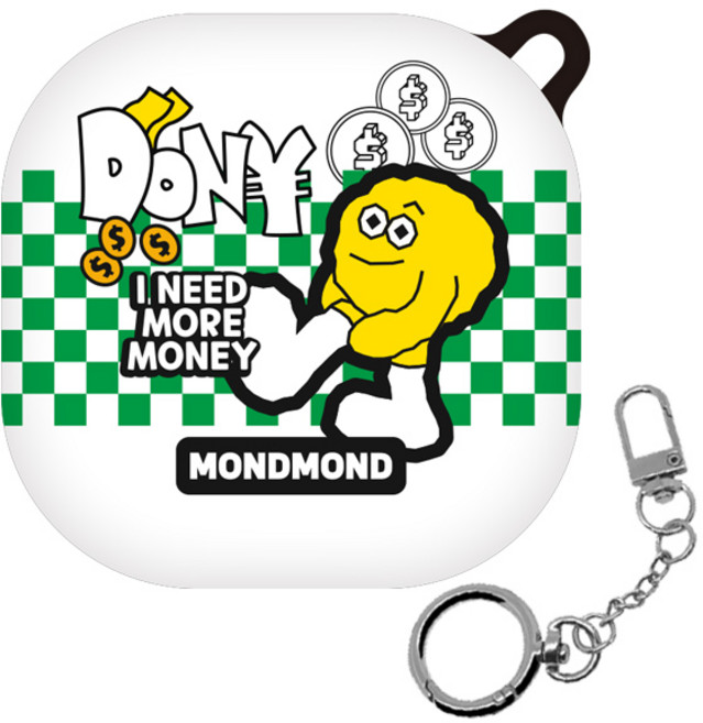 Mond Mond Galaxy Buds2 / Pro / Live 保護殼 + 鑰匙圈, Moneymon Yellowmon(保護殼), 銀色(鑰匙圈), 單一商品