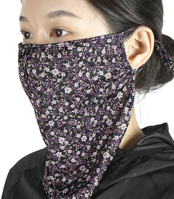 하이마운트 제코 여성용 플라워 자외선차단 마스크 커튼형, 블랙, 1개