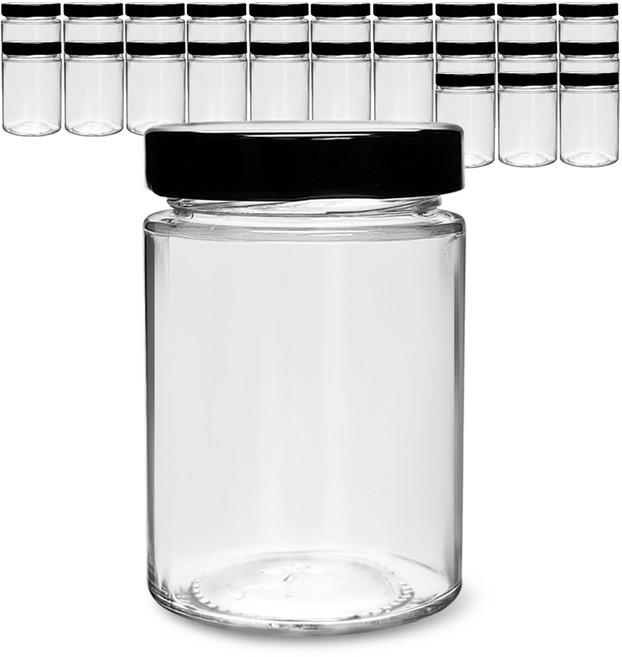 미르코리아 유리병 일자형 딥캡 블랙, 24개, 250ml