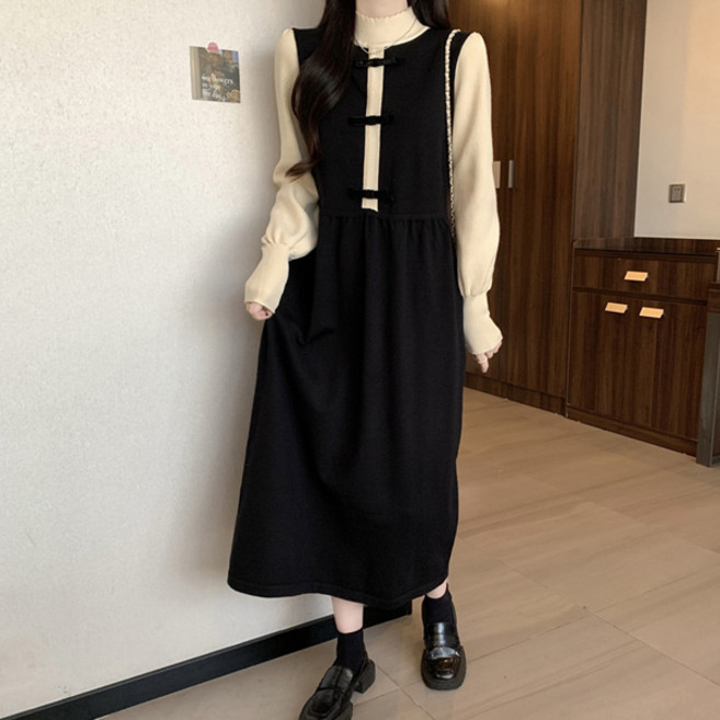 LUNA GIRL 女款 Justina 連身大尺碼洋裝 L26SPOPS011310, 黑色