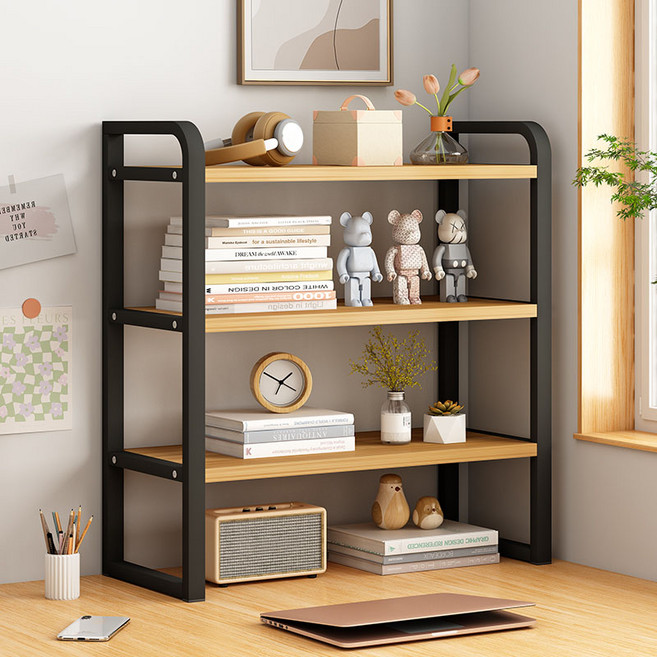 디엔오 책상 정리 공간 수납 소형 선반, 블랙우드, 3단