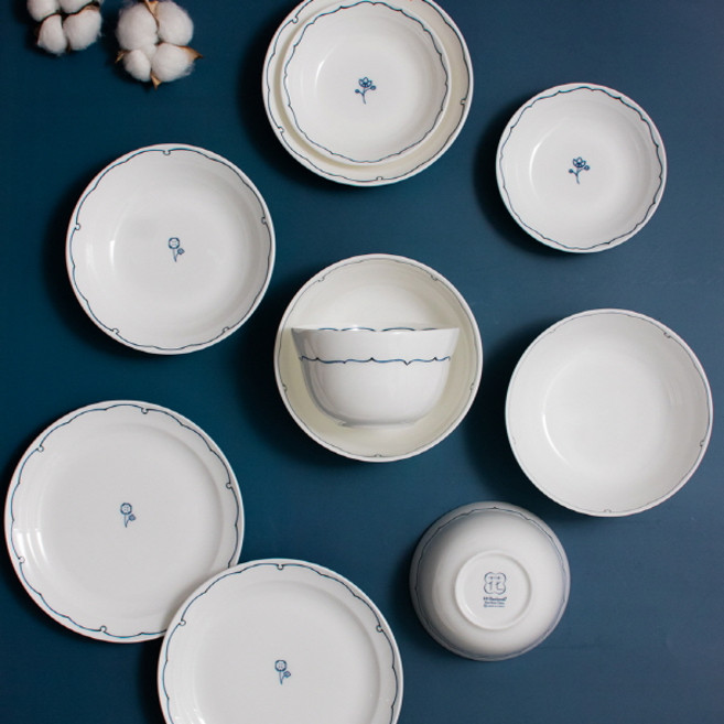 한국도자기 화 2인 다이닝 세트 10p, 혼합색상, 5종