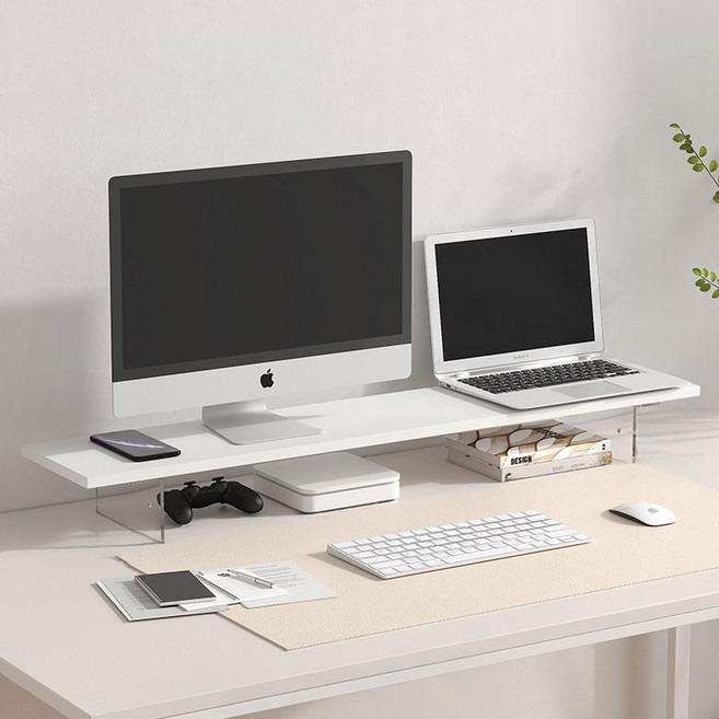 조앤베티 투명 플로팅 타입 모니터 받침대 100cm, 화이트