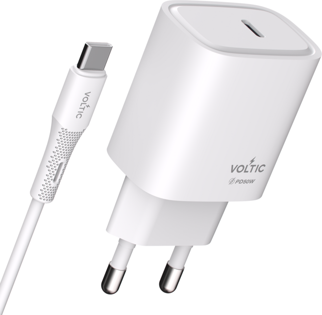 볼틱 초고속 충전기 C타입 50W + C to C 60W 케이블, 화이트, 1개