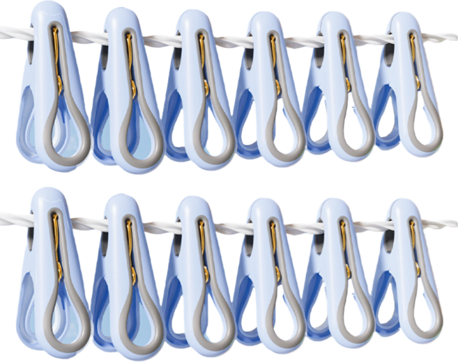 해피굿즈 강력고정 빨래집게, 블루, 12개