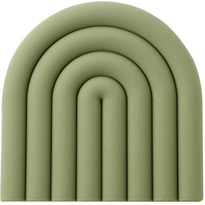 올라운더 북유럽 레인보우 실리콘 냄비받침 그린, 1개