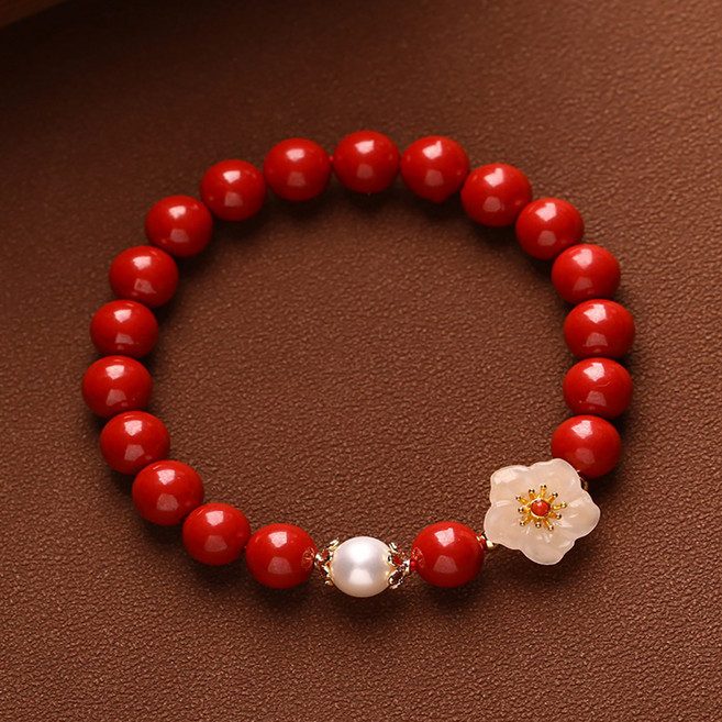 Buddha best 避邪鏡面硃砂桃花念珠手鍊