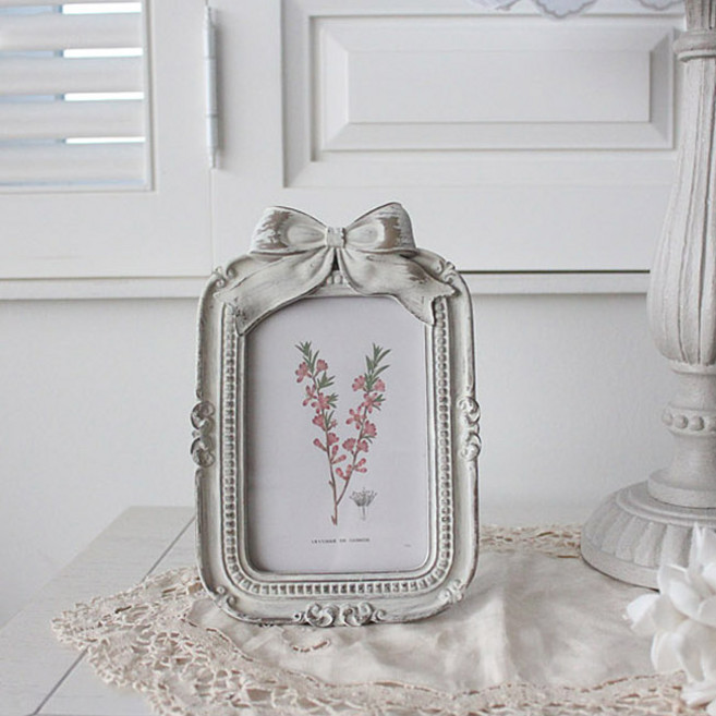 꼬떼따블 아망디에 리본 액자 K53587, 1개, 엔틱 아이보리