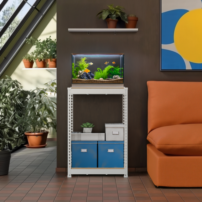 스피드랙 축양장 국내생산 철제 어항 받침대 사육장 선반, 화이트, 2단