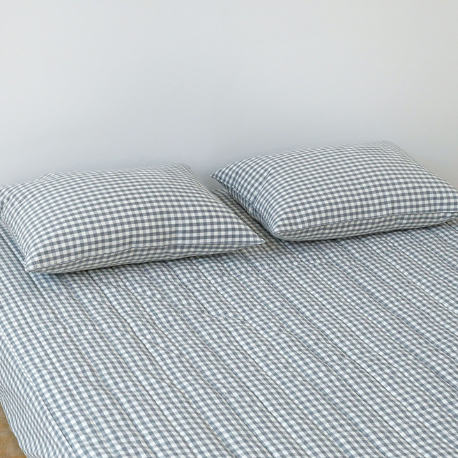 누블 깅엄 체크 워싱 광목 순면 누빔 매트리스커버