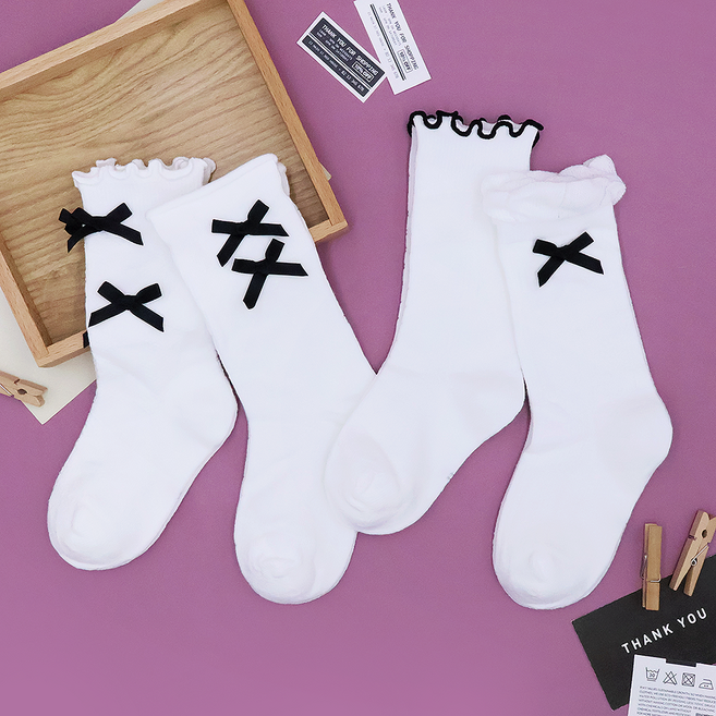 비단길 치키리본 중목 양말 4종 세트