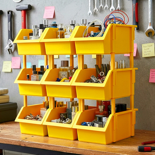 보노하우스 워크박스 부품정리함 옐로우, 9개