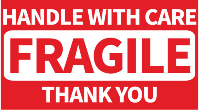 영문 취급 파손 주의 스티커 무광코팅, 레드, 300개