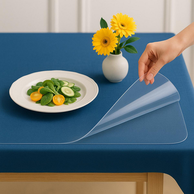 바른 식탁 PVC 테이블 매트, 투명, 80cm x 140cm x 2mm, 1개