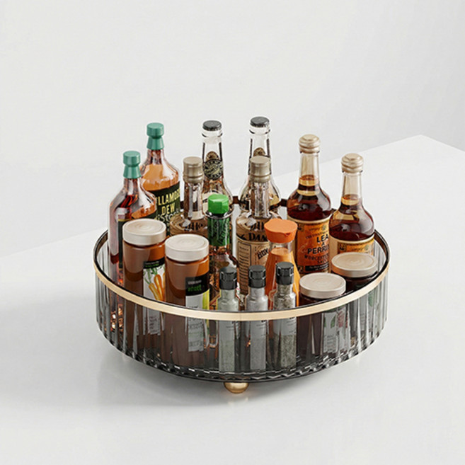 데일로그 클리어 회전 수납 트레이 다용도 정리함, 그레이, 1개