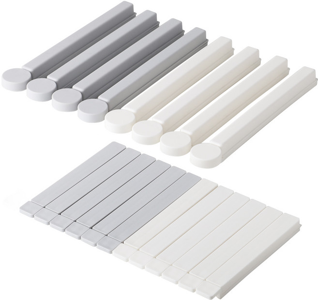 이와이엔스토리 깔끔 보관 봉지 클립 대 2종 x 4p + 중 2종 x 6p 세트, 화이트, 그레이, 1세트