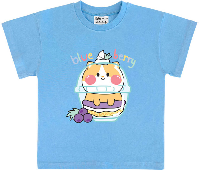 키즈크루 아동용 통기성 블루베리캣 반팔 티셔츠