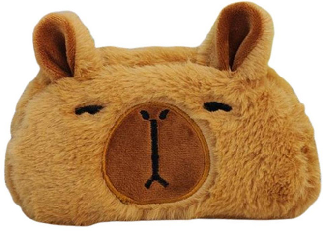 Artjoy 表情富翁水豚鉛筆盒 多功能收納包 發呆款, 挫傷 棕色, 1個